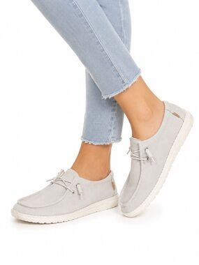 Hey Dude Wendy Chambray Light Grey Slip-On Moccasins